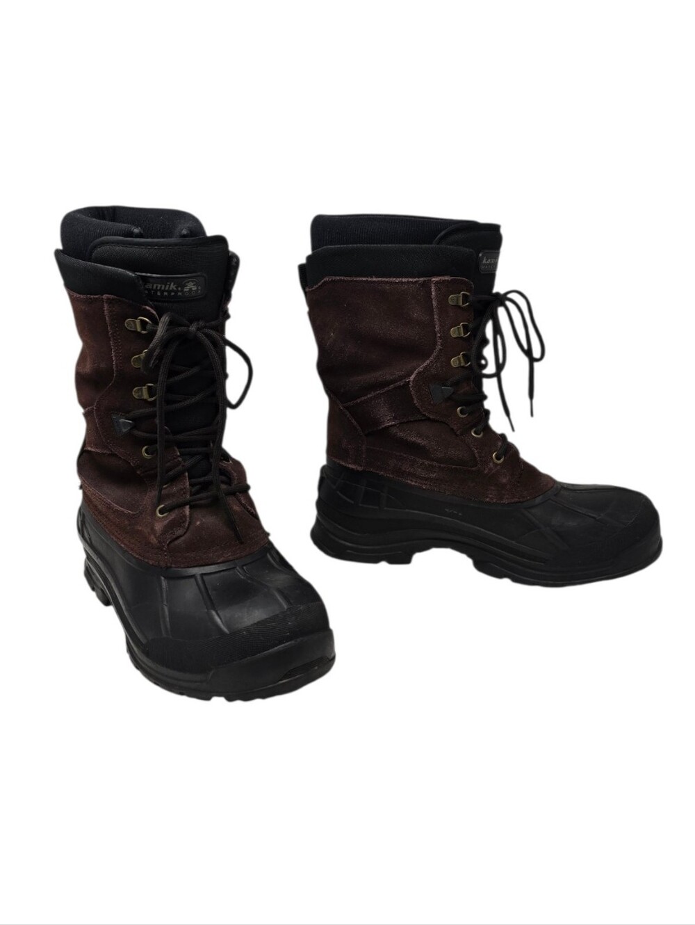 Kamik Nation Plus Waterproof Suede Insulated Winter Boot Men's 13 Brown Black